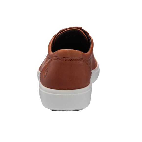 Ecco Men's Soft 7 Plain Toe Sneaker Lace Up Leather Comfort Oxford Shoe Cognac - Picture 5 of 9